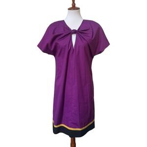GiAMBATTiSTA VALLi Short Sleeve Twist Front Shift Dress Purple Women's Size 44/M